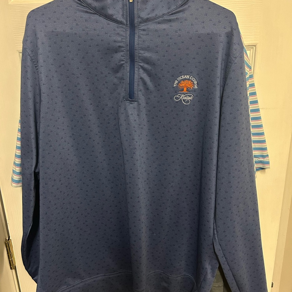 Peter Millar Navy Quarter-Zip with Micro Dot Texture